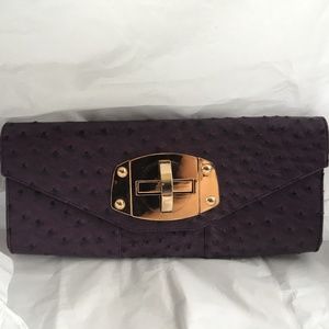 Imoshion Vegan Leather Purple Ostrich Print Clutch